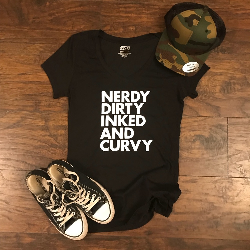 Nerdy Dirty Inked and Curvy Black Shirt